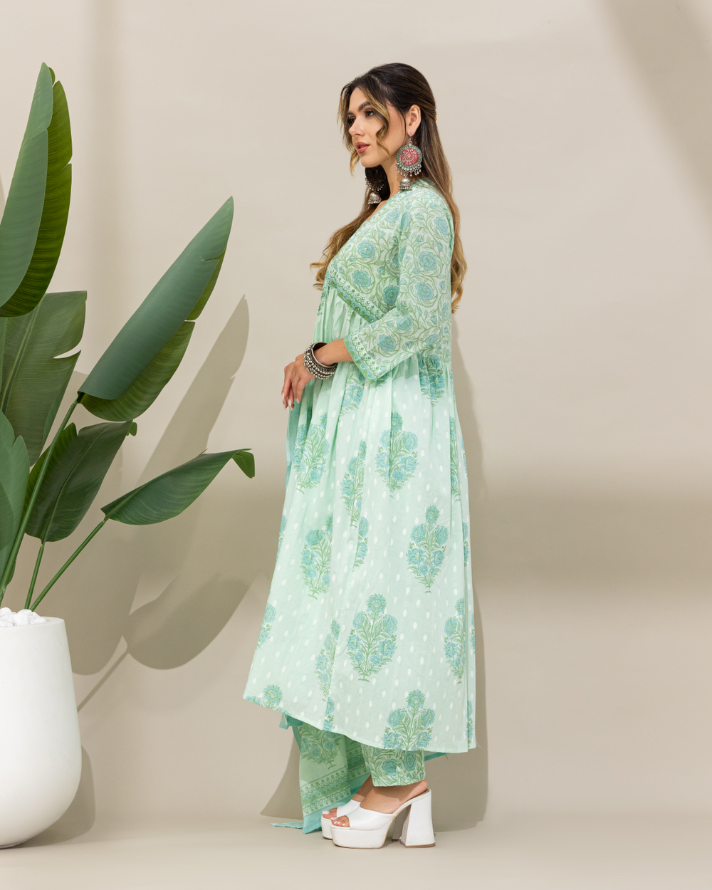 Green Cotton Kurta Set