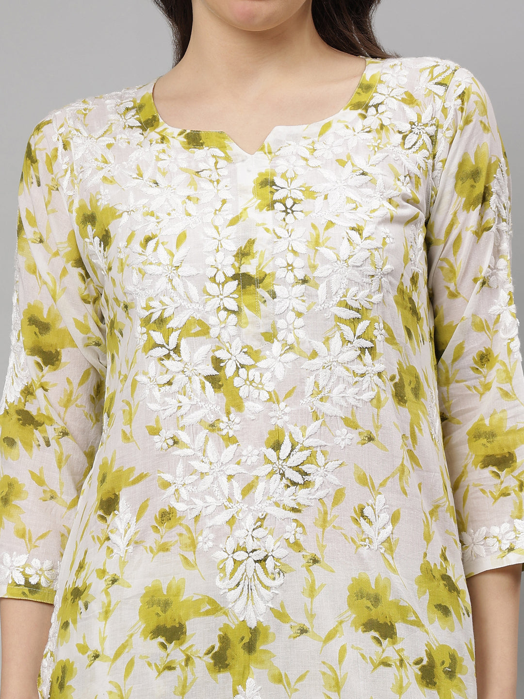 Green-Cotton-Lucknowi-Chikankari-Kurta-with-Pant-Set