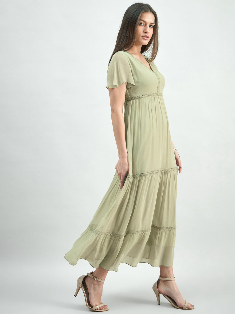 Green-Georgette-Lace-Detailed-Midi-Dress-With-Flutter-Sleeve