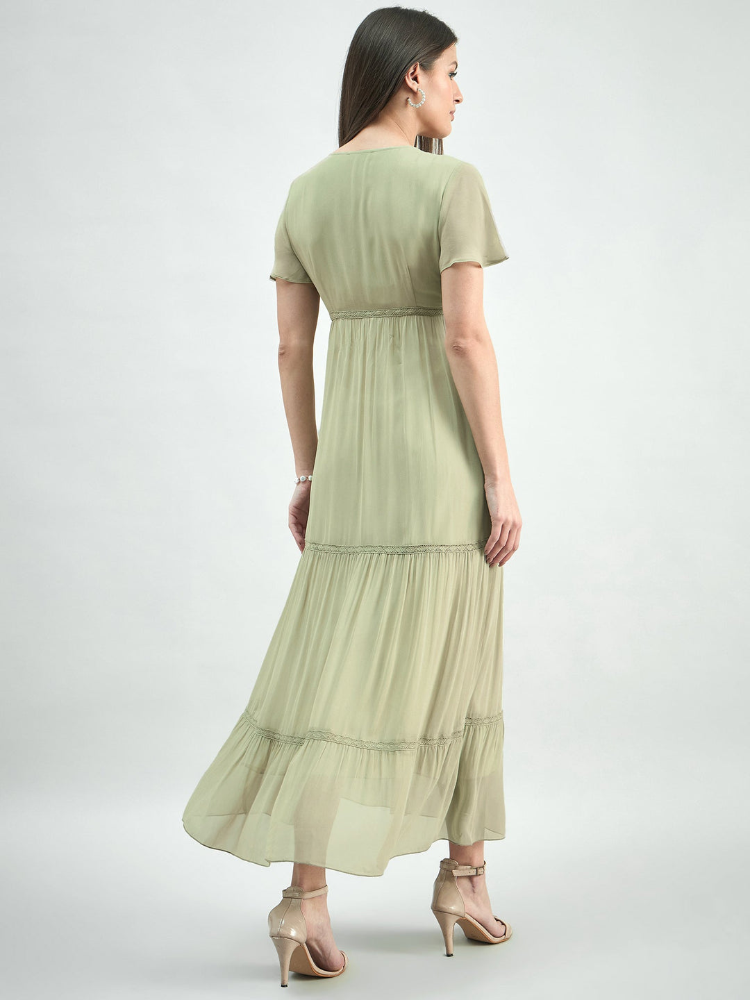 Green-Georgette-Lace-Detailed-Midi-Dress-With-Flutter-Sleeve