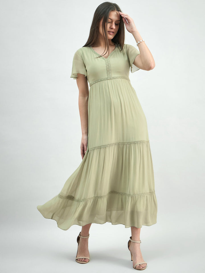 Green-Georgette-Lace-Detailed-Midi-Dress-With-Flutter-Sleeve