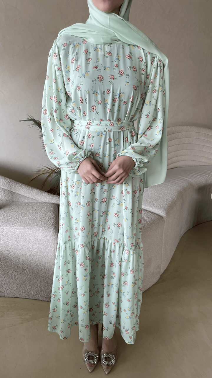 Green-Georgette-Minty-Long-Dress-