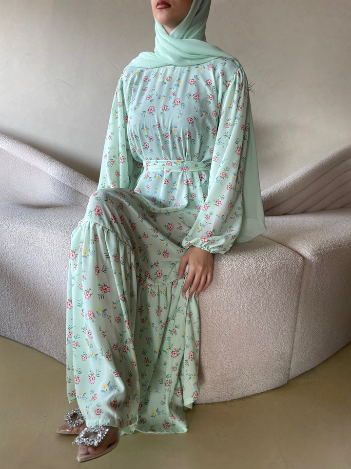 Green-Georgette-Minty-Long-Dress-