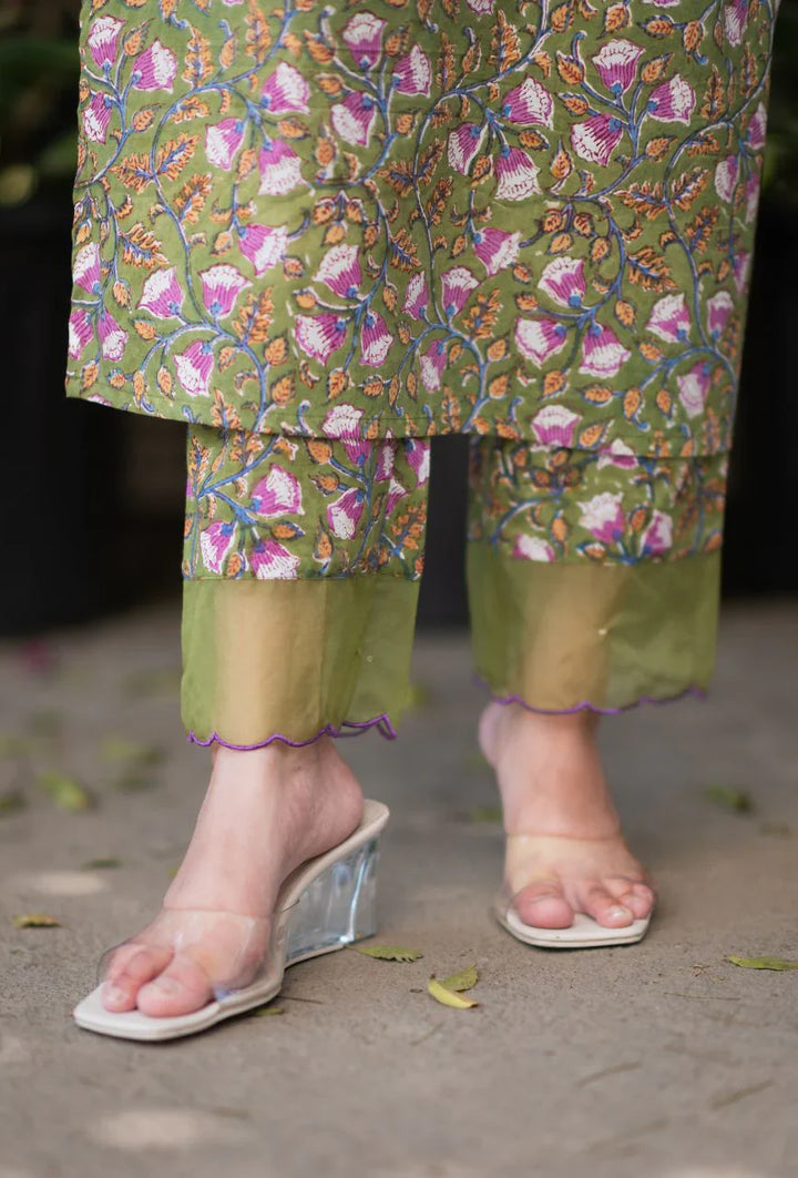 Green-Pure-Cotton-Handblock-2-Piece-Kurta-Set