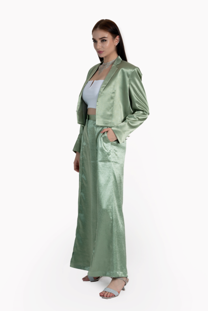 Green Satin Crepe Kyra  