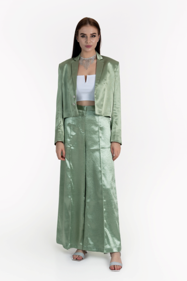 Green Satin Crepe Kyra  