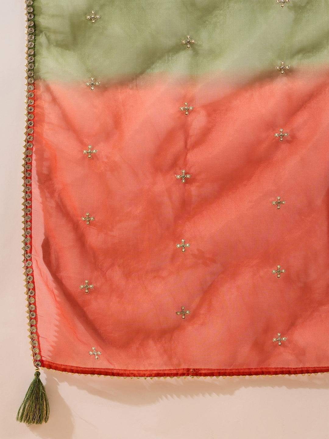 Green Silk Blend Embroidered A-Line 3-Piece Kurta Set