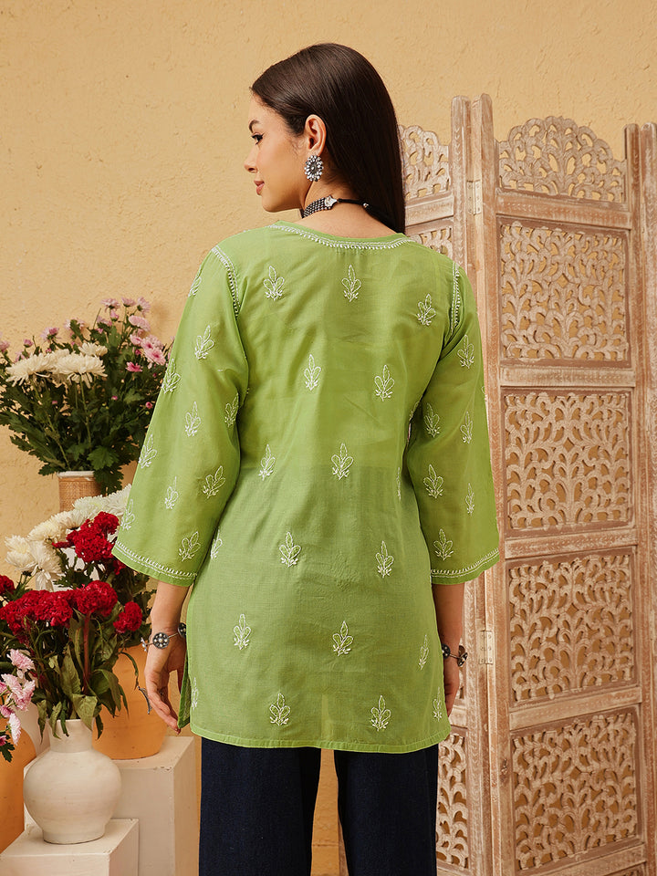 Green-Cotton-Chikankari-Tunic-ONLY
