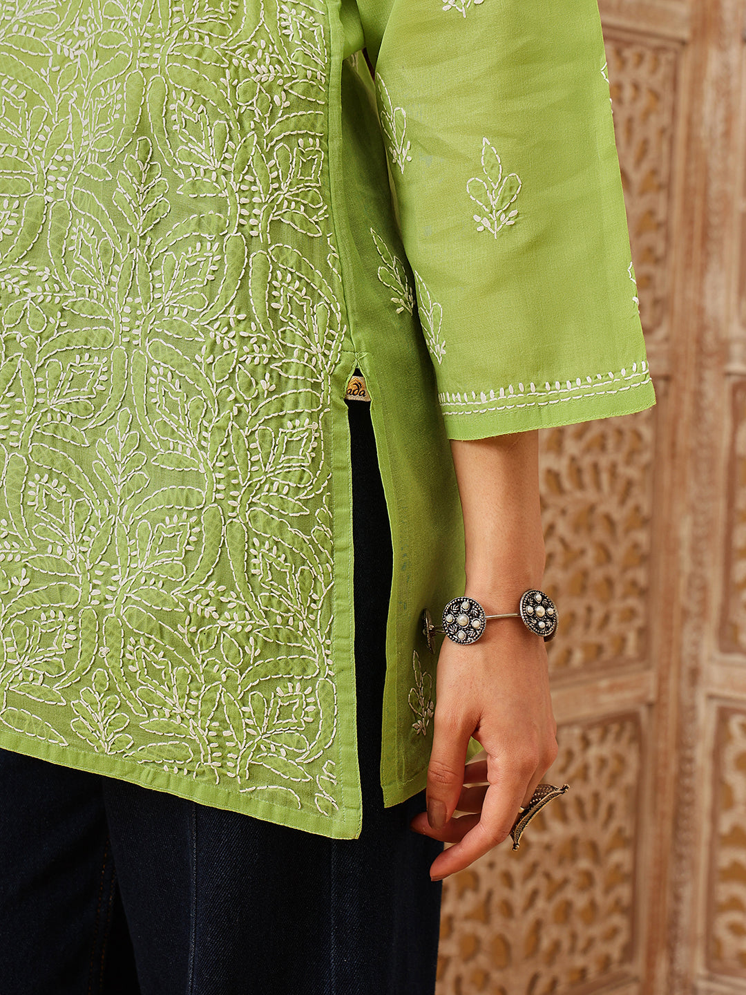 Green-Cotton-Chikankari-Tunic-ONLY