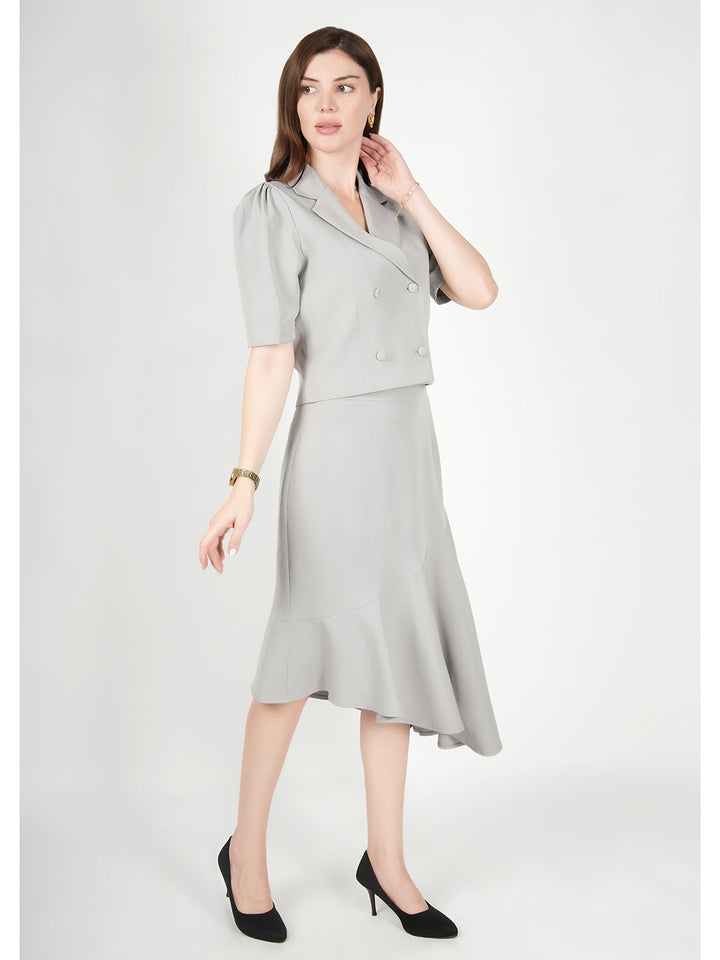 Grey-Blended-Fabric-Sunbeam-Blazer-Top-With-Skirt