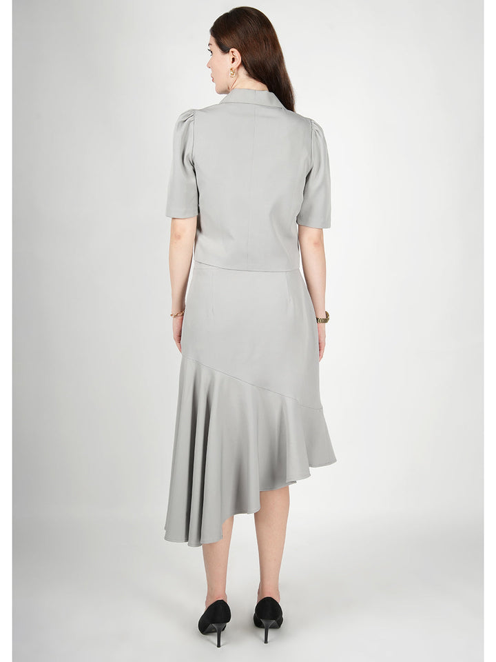 Grey-Blended-Fabric-Sunbeam-Blazer-Top-With-Skirt