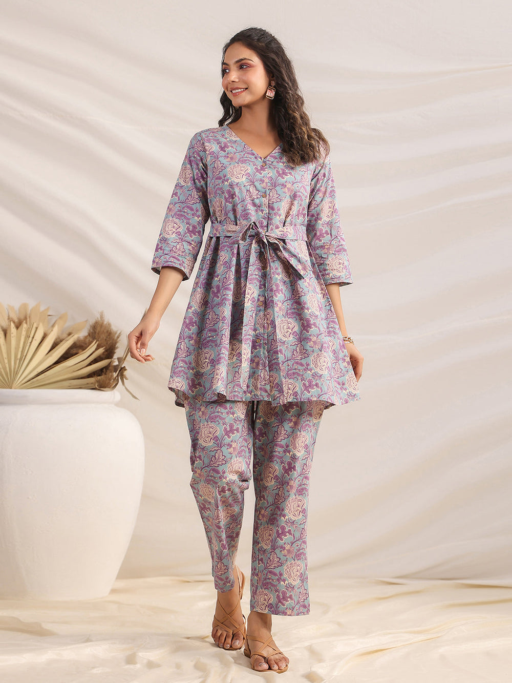 Grey-Cambric-Ethnic-Motif-Printed-A-Line-Co-Ord-set