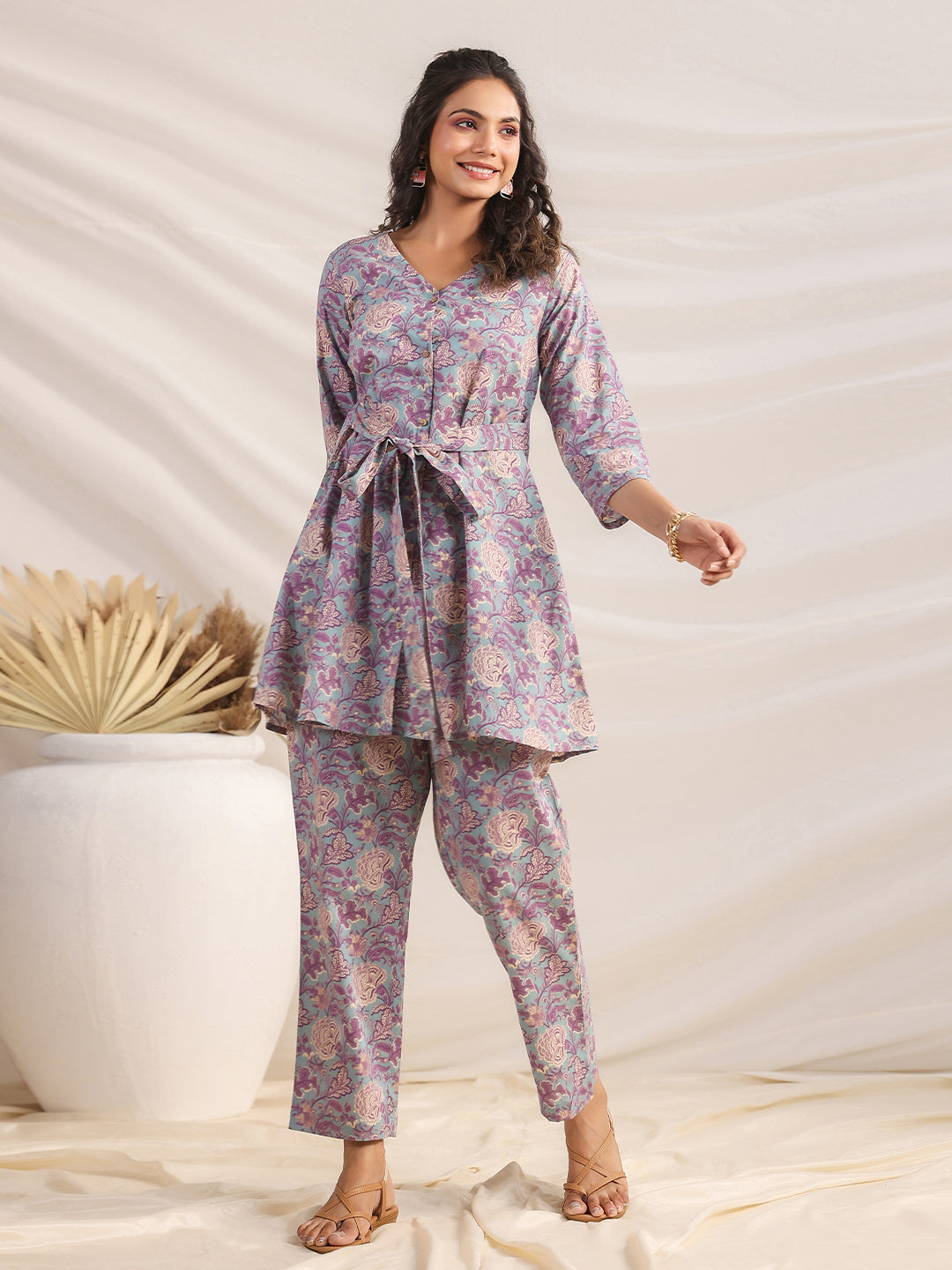 Grey-Cambric-Ethnic-Motif-Printed-A-Line-Co-Ord-set