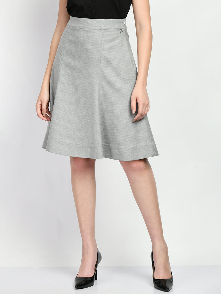 Grey-Cotton-Blend-Decisiveness-Checked-A-Line-Skirt