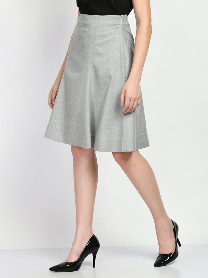 Grey-Cotton-Blend-Decisiveness-Checked-A-Line-Skirt