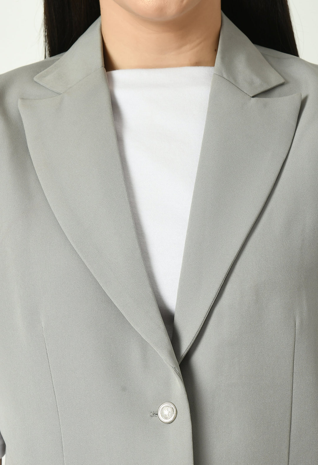 Grey-Cotton-Blend-Meridian-Sleeveless-Long-Blazer