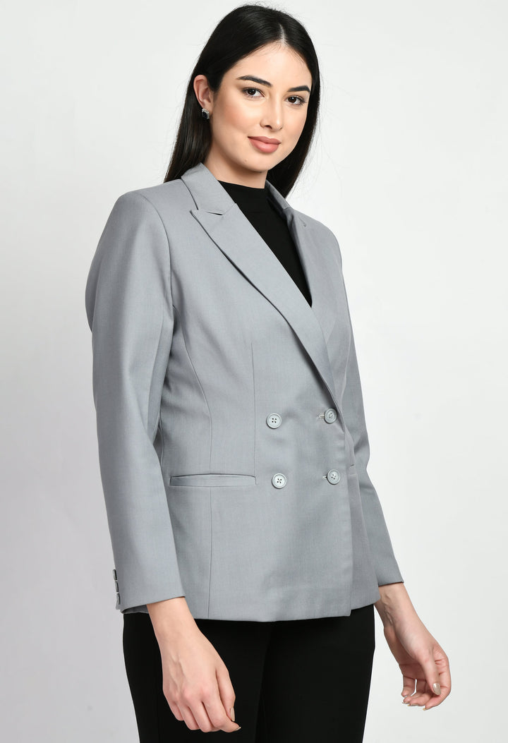 Grey-Cotton-Blend-Poise-Double-Breasted-Medium-Blazer