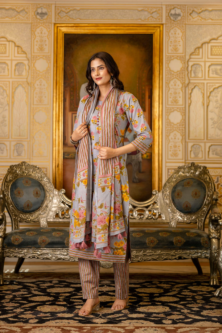 Grey-Cotton-Printed-3-Piece-Kurta-Set