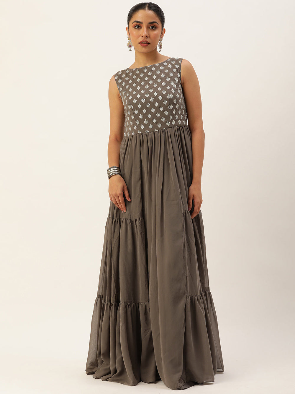 Grey-Georgette-Embroidered-Sleeveless-Dress