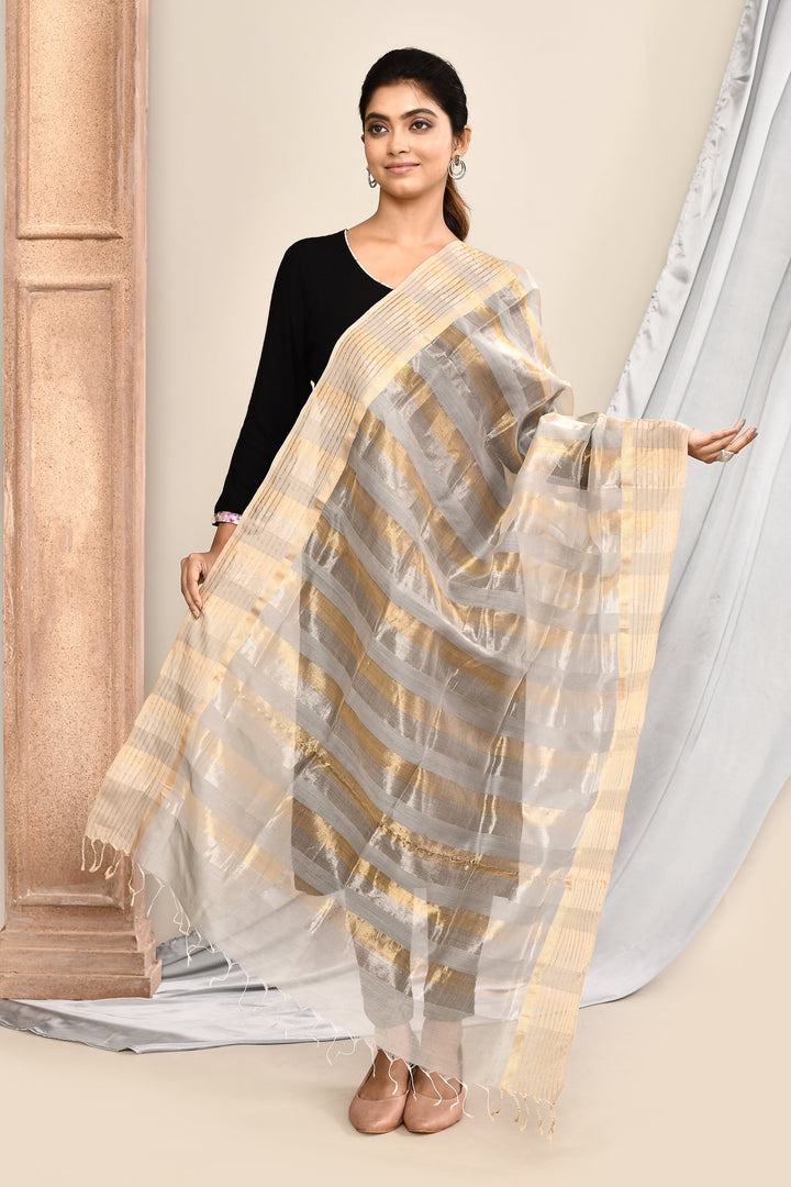 Grey-Maheshwari-Dupatta