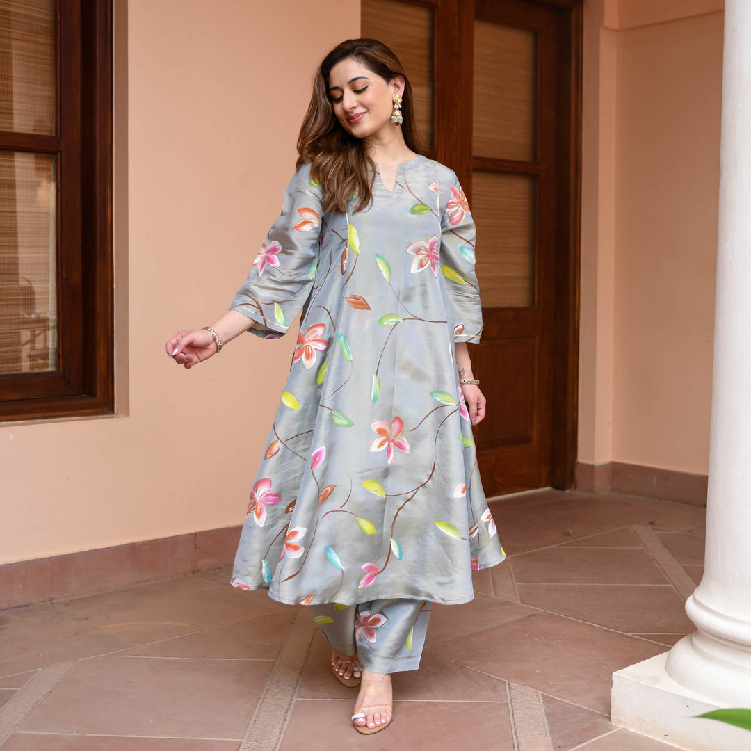 Grey-Muslin-Floral-Printed-A-Line-2-Piece-Kurta-Set