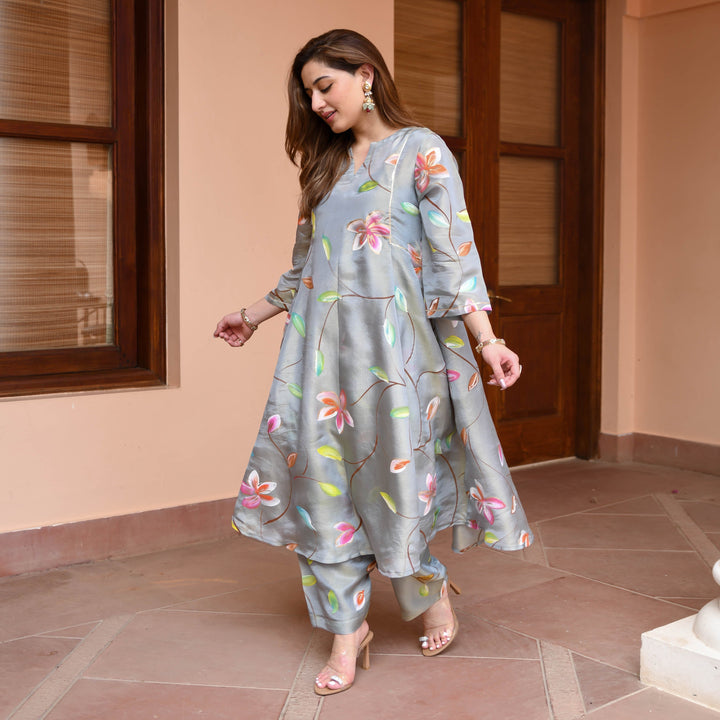 Grey-Muslin-Floral-Printed-A-Line-2-Piece-Kurta-Set