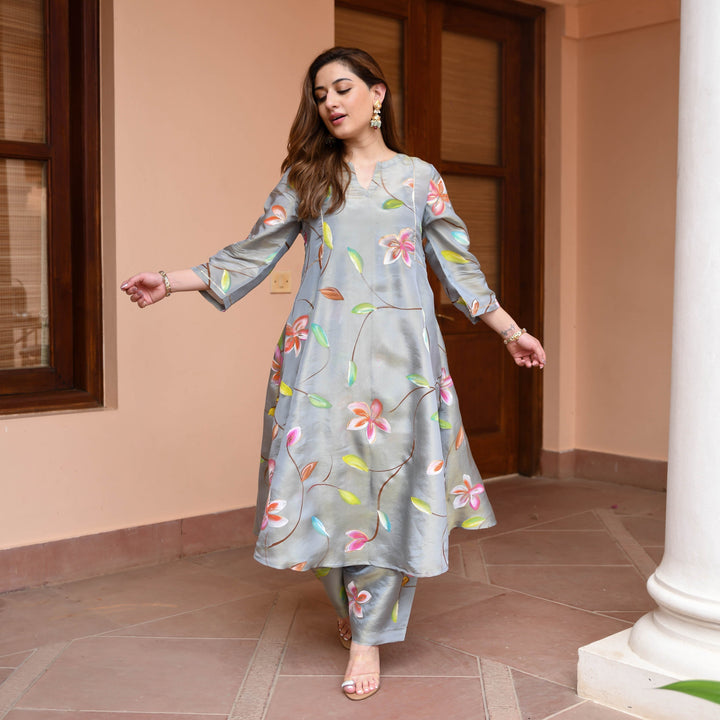 Grey-Muslin-Floral-Printed-A-Line-2-Piece-Kurta-Set