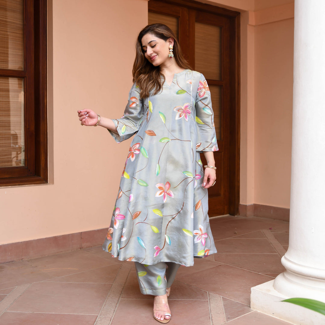 Grey-Muslin-Floral-Printed-A-Line-2-Piece-Kurta-Set