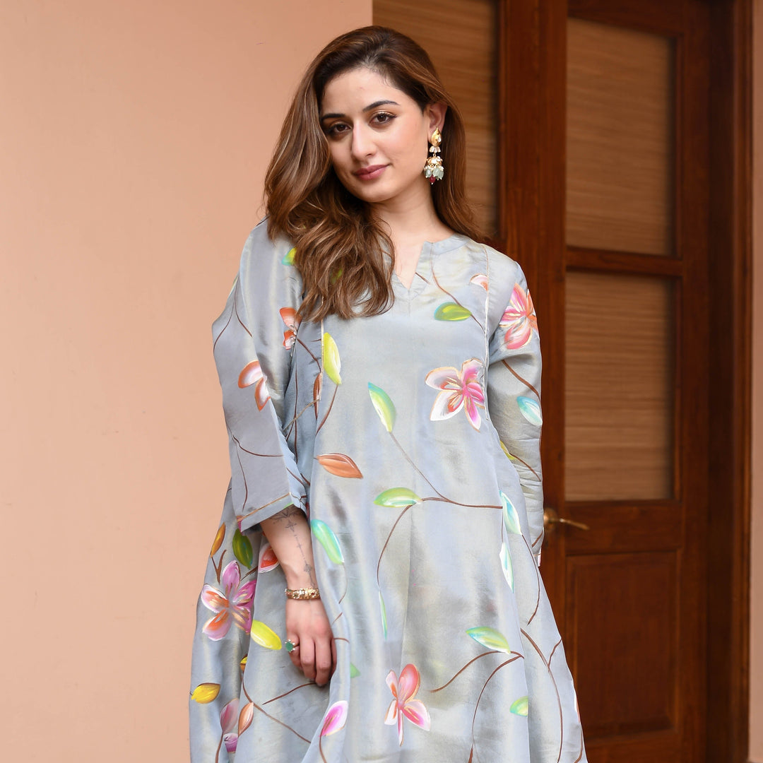 Grey-Muslin-Floral-Printed-A-Line-2-Piece-Kurta-Set