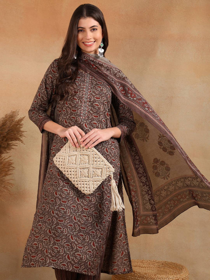 ZERESOUQ-Grey-Rayon-Blend-Ethnic-Motifs-Printed-3-Piece-Kurta-Sets