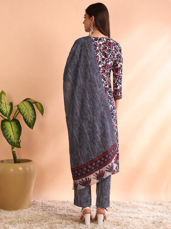 ZERESOUQ-Grey-Rayon-Blend-Floral-Printed-3-Piece-Kurta-Set