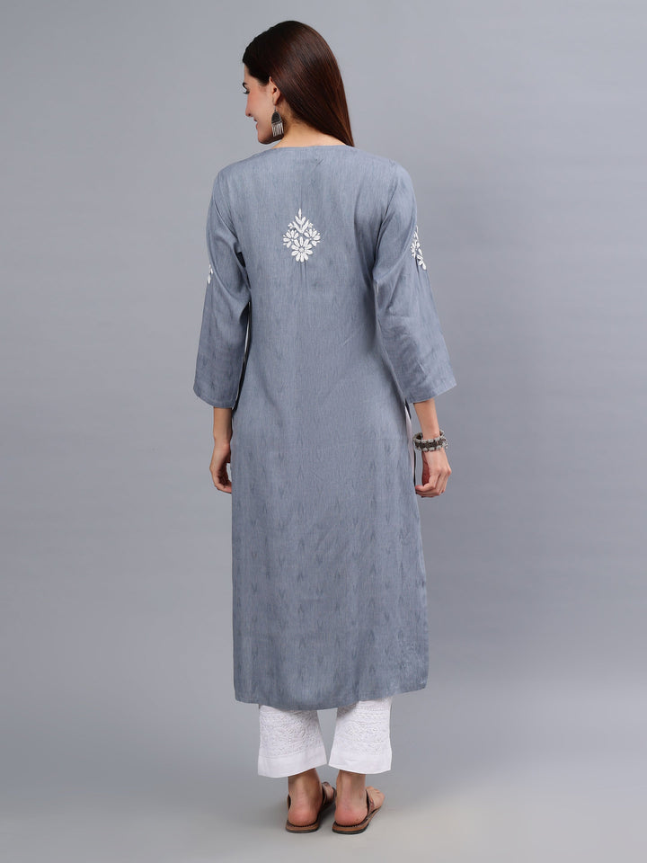 Grey-Rayon-Embroidered-Chikankari-Kurti