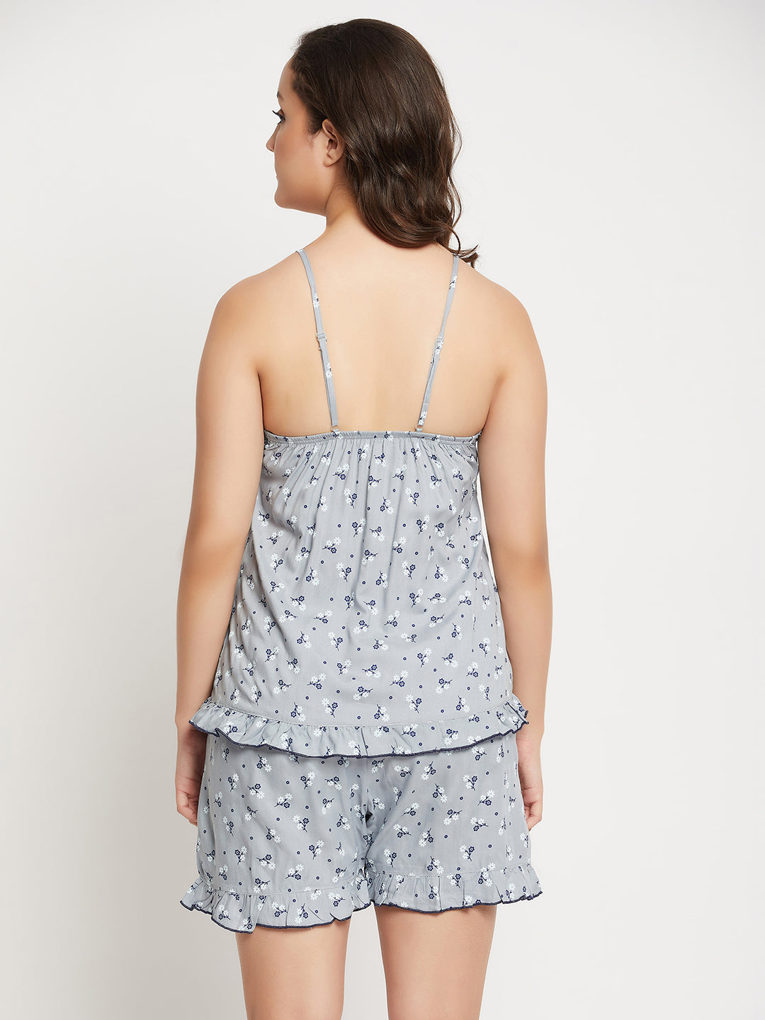 Grey-Rayon-Pretty-Florals-Cami-Top-&-Shorts-Set