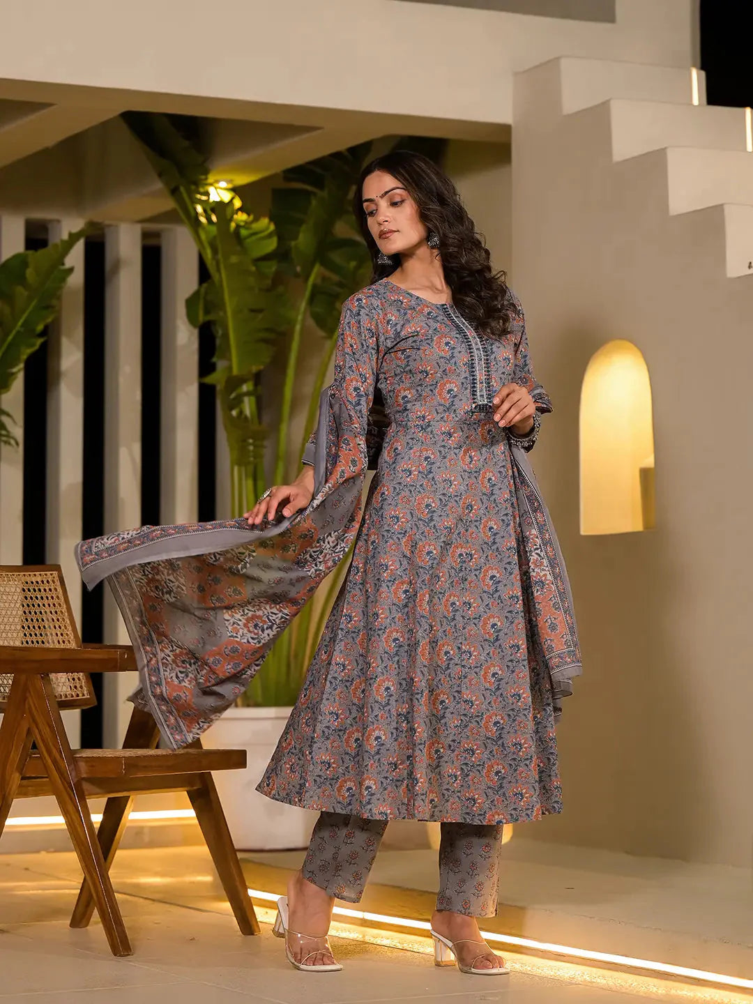 Grey-Cotton-Thread-Work-Floral-Printed-Anarkali-Set