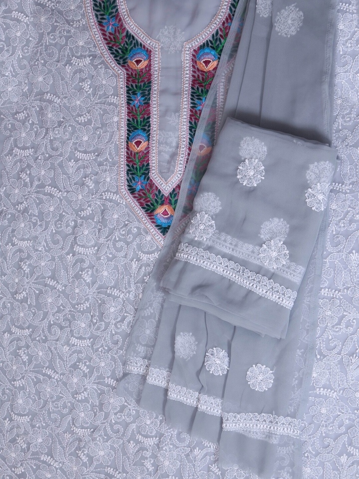 Grey-and-Magenta-Georgette-Chikankari-Parsi-Dress-Material