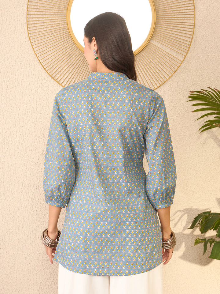 Grey-Cotton-Blend-Floral-Print-Tunic-Only