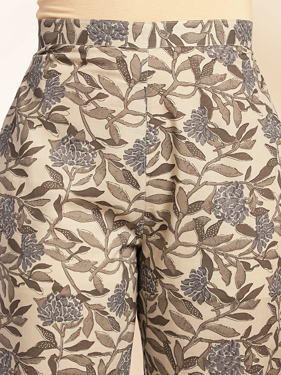 Grey Cotton Floral Printed Co-Ord Set
