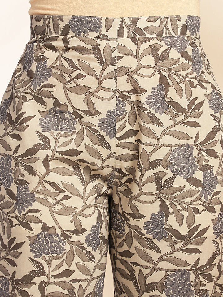 Grey Cotton Floral Printed Co-Ord Set