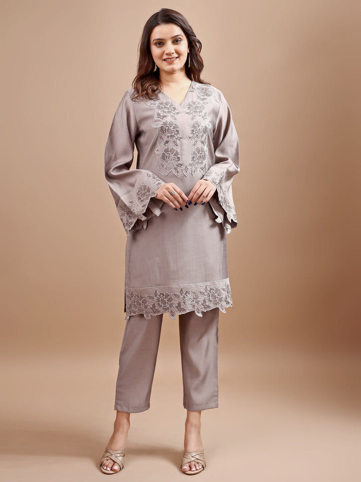 Grey-Silk-Blend-Embroidered-Co-Ord-Set
