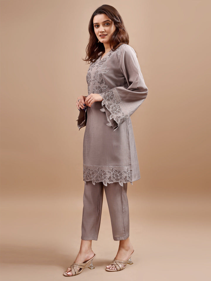 Grey-Silk-Blend-Embroidered-Co-Ord-Set