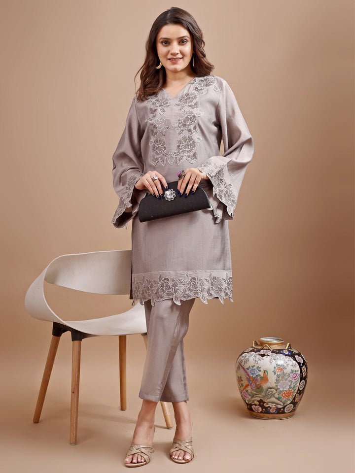 Grey-Silk-Blend-Embroidered-Co-Ord-Set