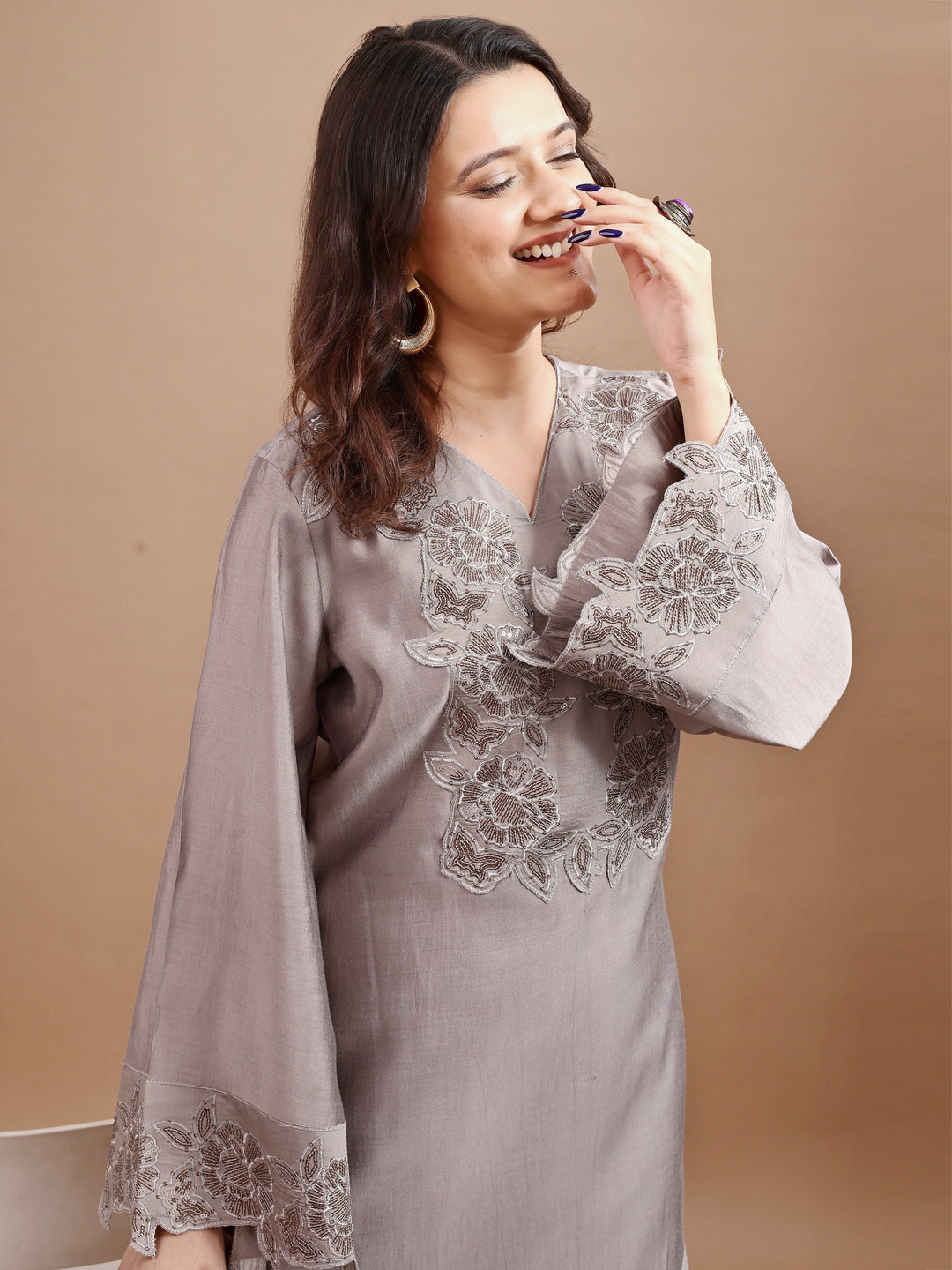 Grey-Silk-Blend-Embroidered-Co-Ord-Set