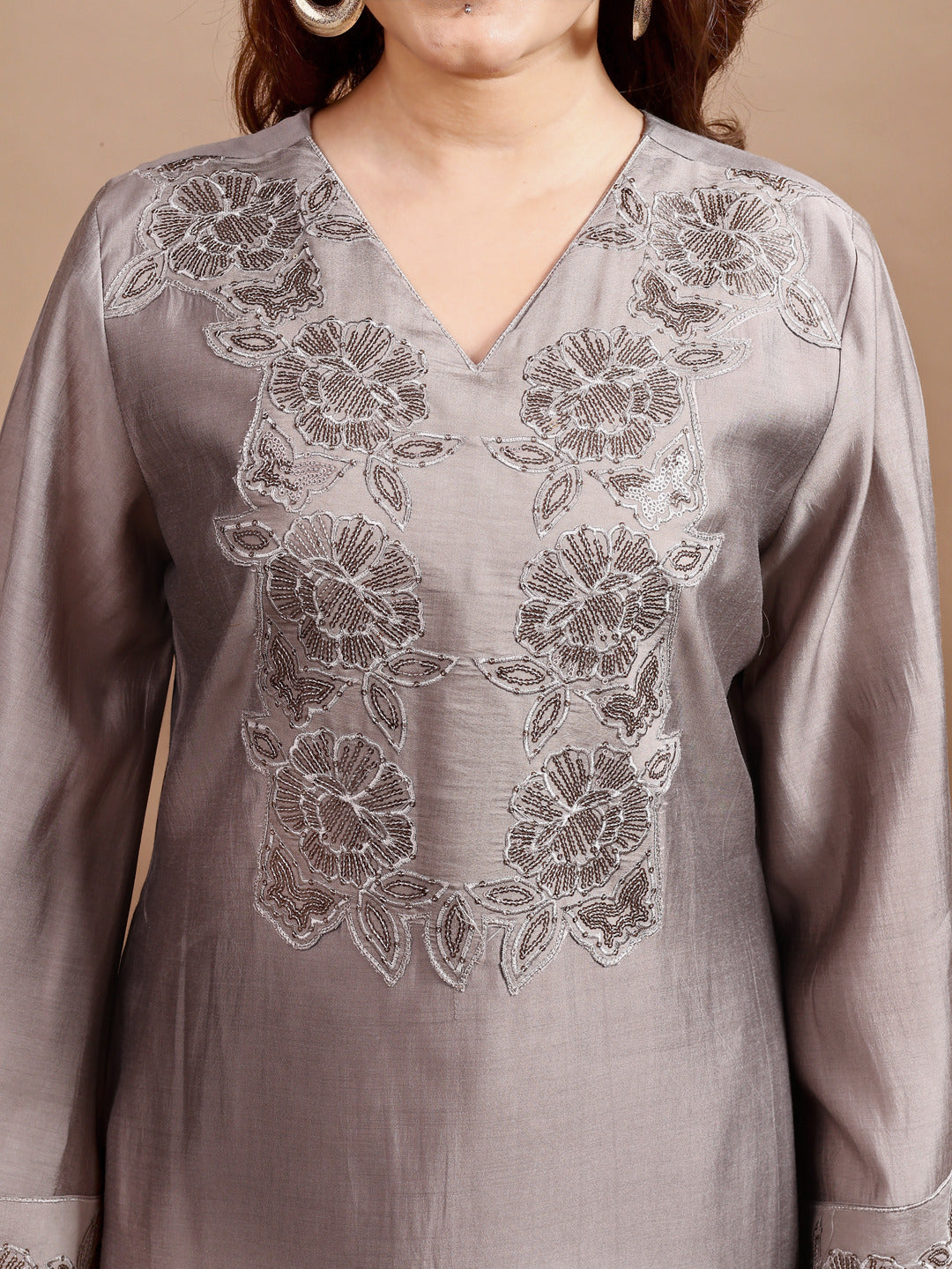 Grey-Silk-Blend-Embroidered-Co-Ord-Set