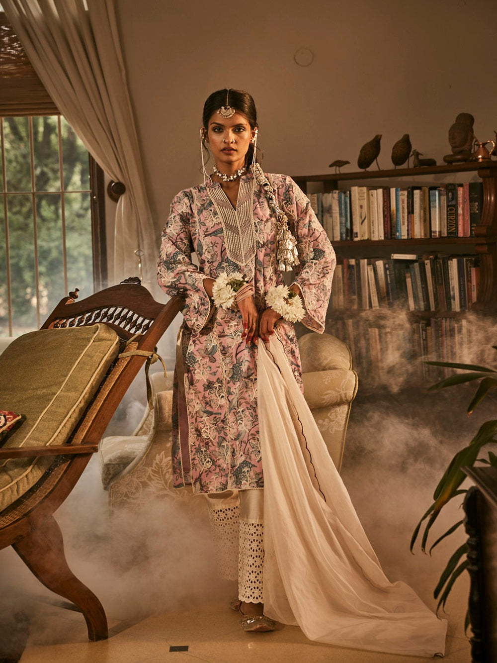 Pink-Cotton-Blend-Floral-Printed-3-Piece-Kurta-Set