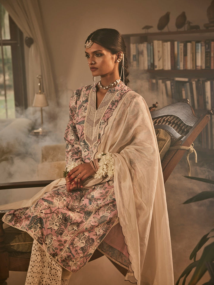 Pink-Cotton-Blend-Floral-Printed-3-Piece-Kurta-Set
