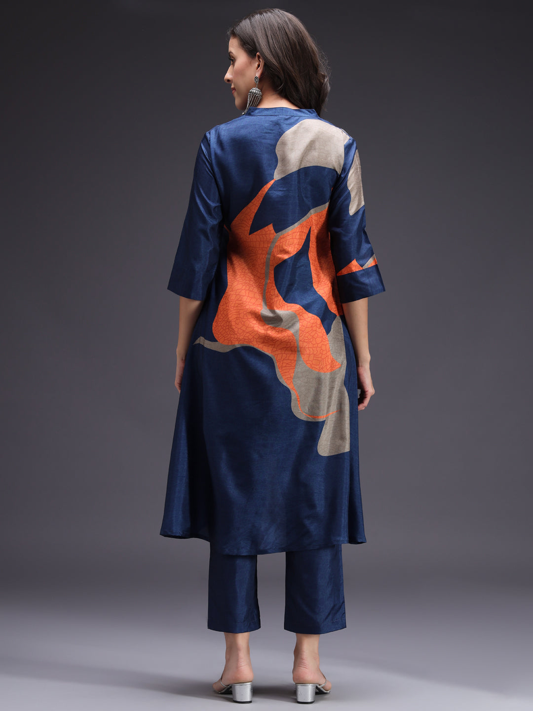 Blue-Silk-Blend-Printed-2-Piece-Kurta-Set