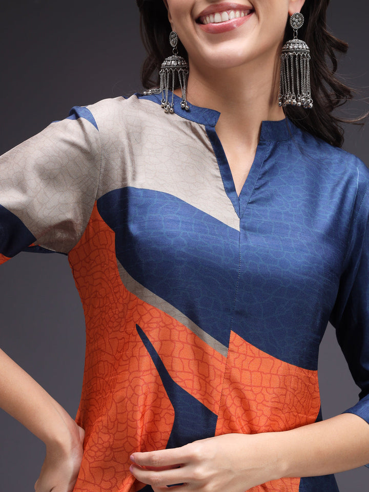 Blue-Silk-Blend-Printed-2-Piece-Kurta-Set