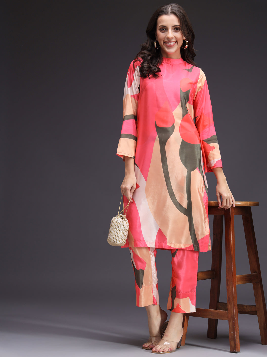 Pink-Silk-Blend-Printed-2-Piece-Kurta-Set
