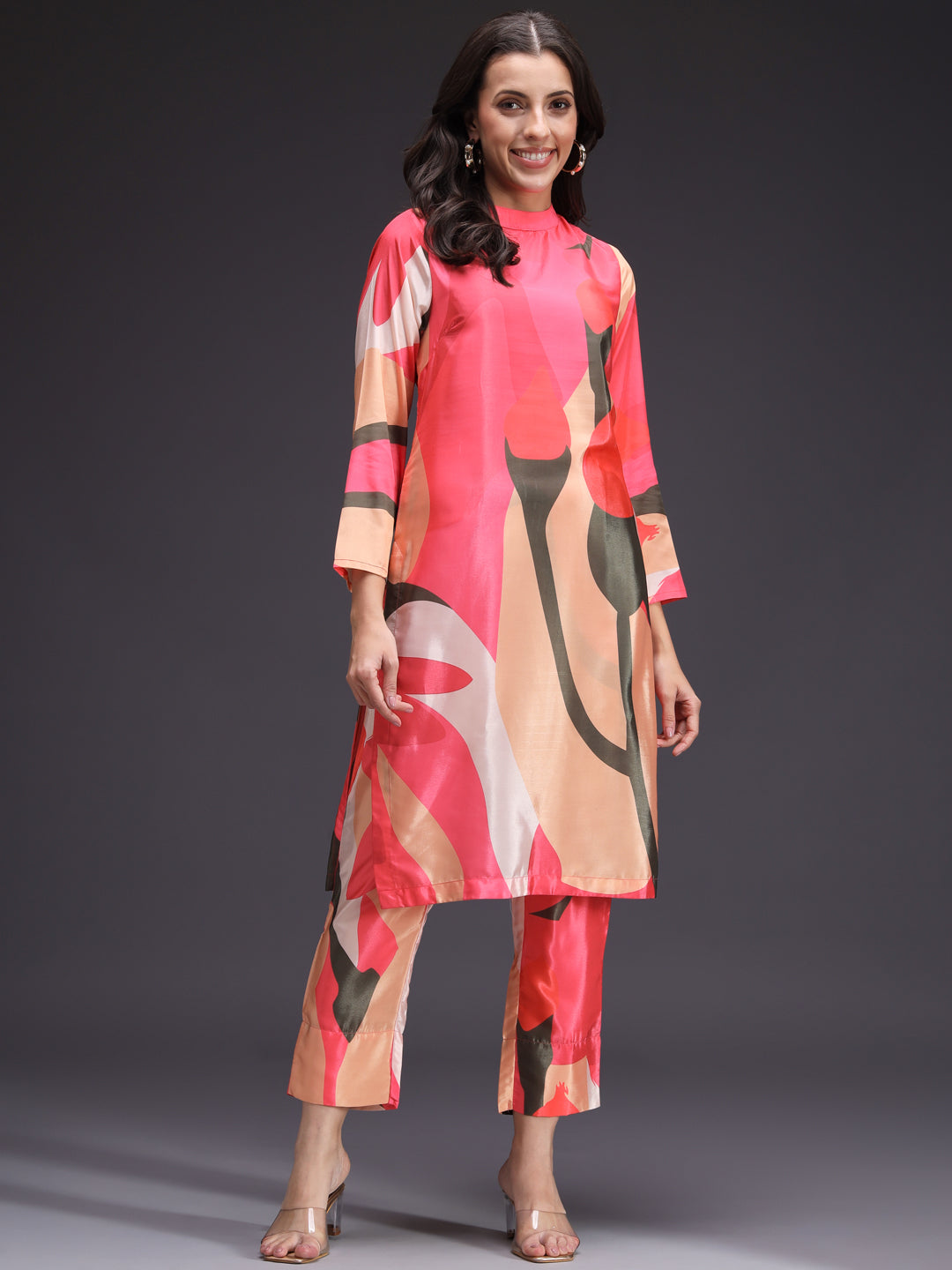 Pink-Silk-Blend-Printed-2-Piece-Kurta-Set