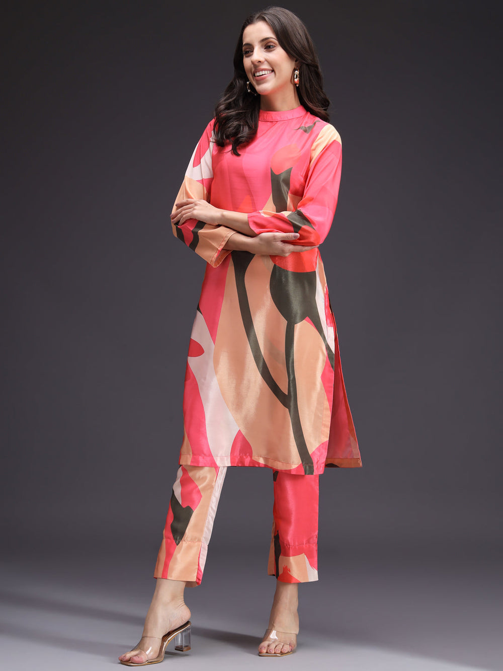 Pink-Silk-Blend-Printed-2-Piece-Kurta-Set